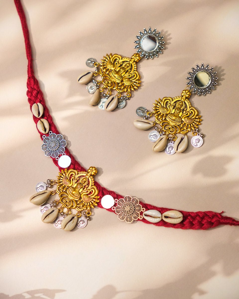 Devi Lakshmi Fabric Cowrie Choker - shop_name