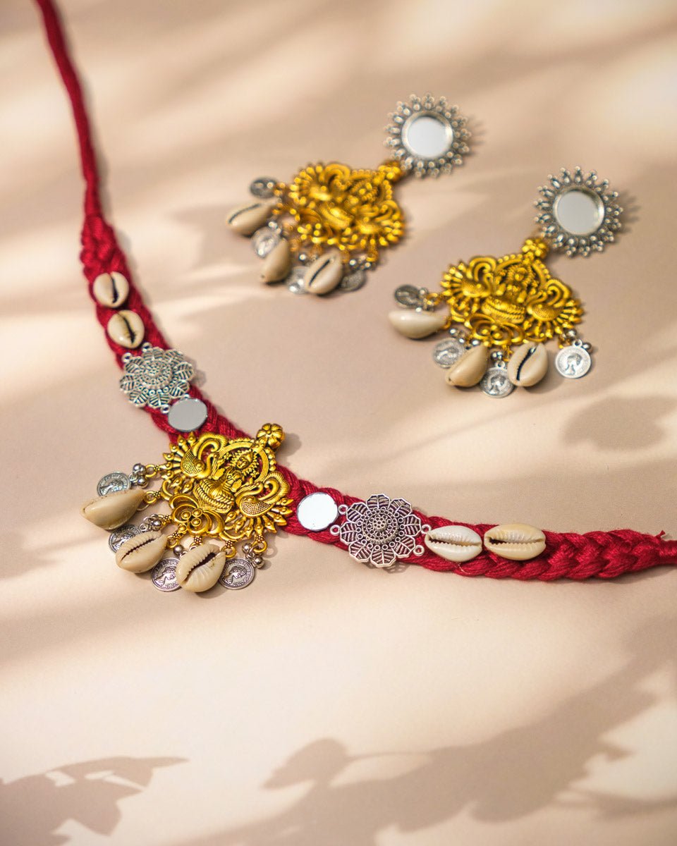 Devi Lakshmi Fabric Cowrie Choker - shop_name