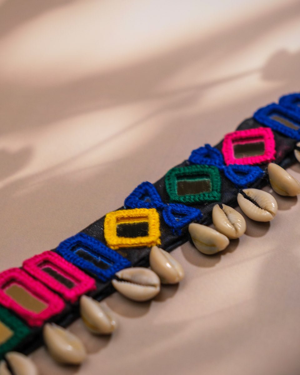 Ethnic Diamond Mirror Cowrie Kamar Patta - shop_name