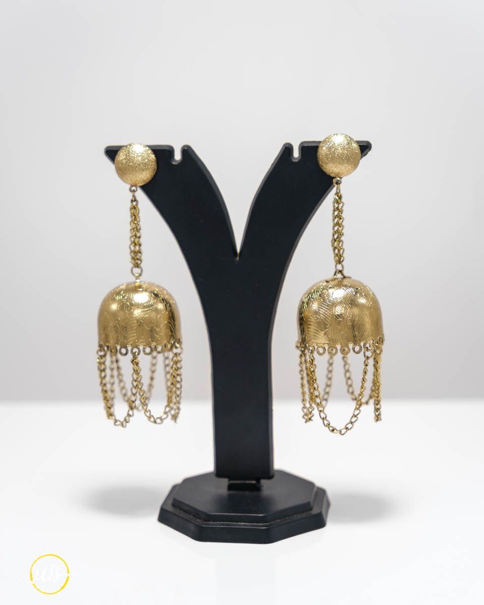 Gold Chain Dangler Jhumka Earrings - shop_name