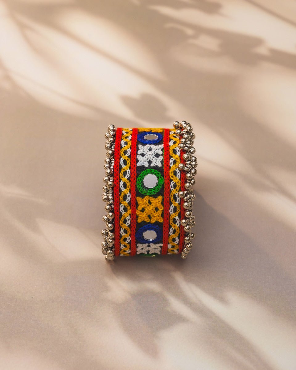 Handcrafted Embroidered Fabric - Mirror Work Adjustable Kada for Garba - shop_name