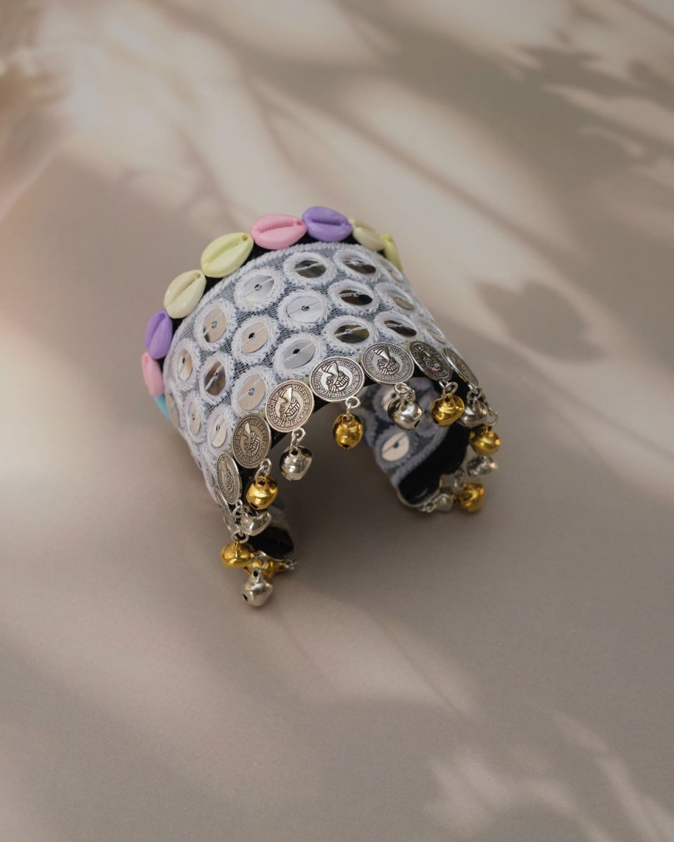 Handcrafted Navratri Bangle Kada with Shells & Ghungroo – Colorful Garba Bracelet Jewellery for Women - shop_name