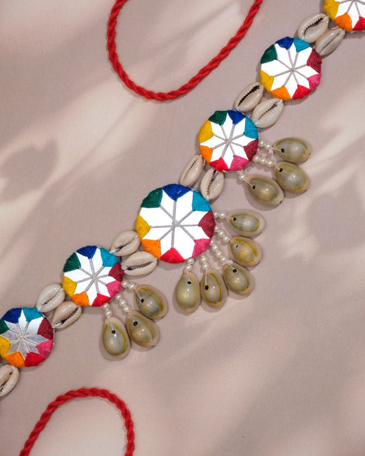 Handcrafted Round Mirror Cowrie Kamar Patta - shop_name