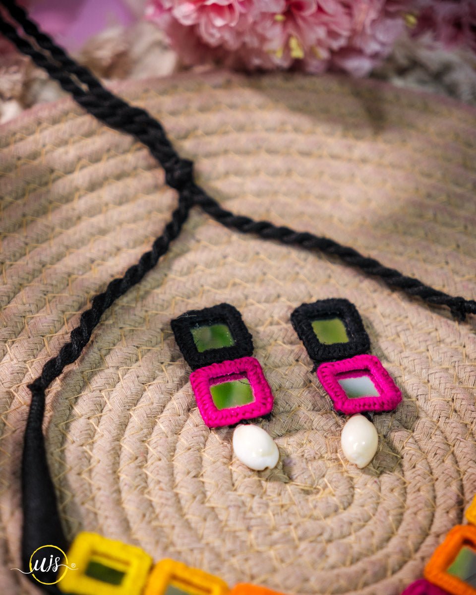 Handmade Colorful Mirror Choker Necklace Set | Ethnic Jewellery for Women - shop_name
