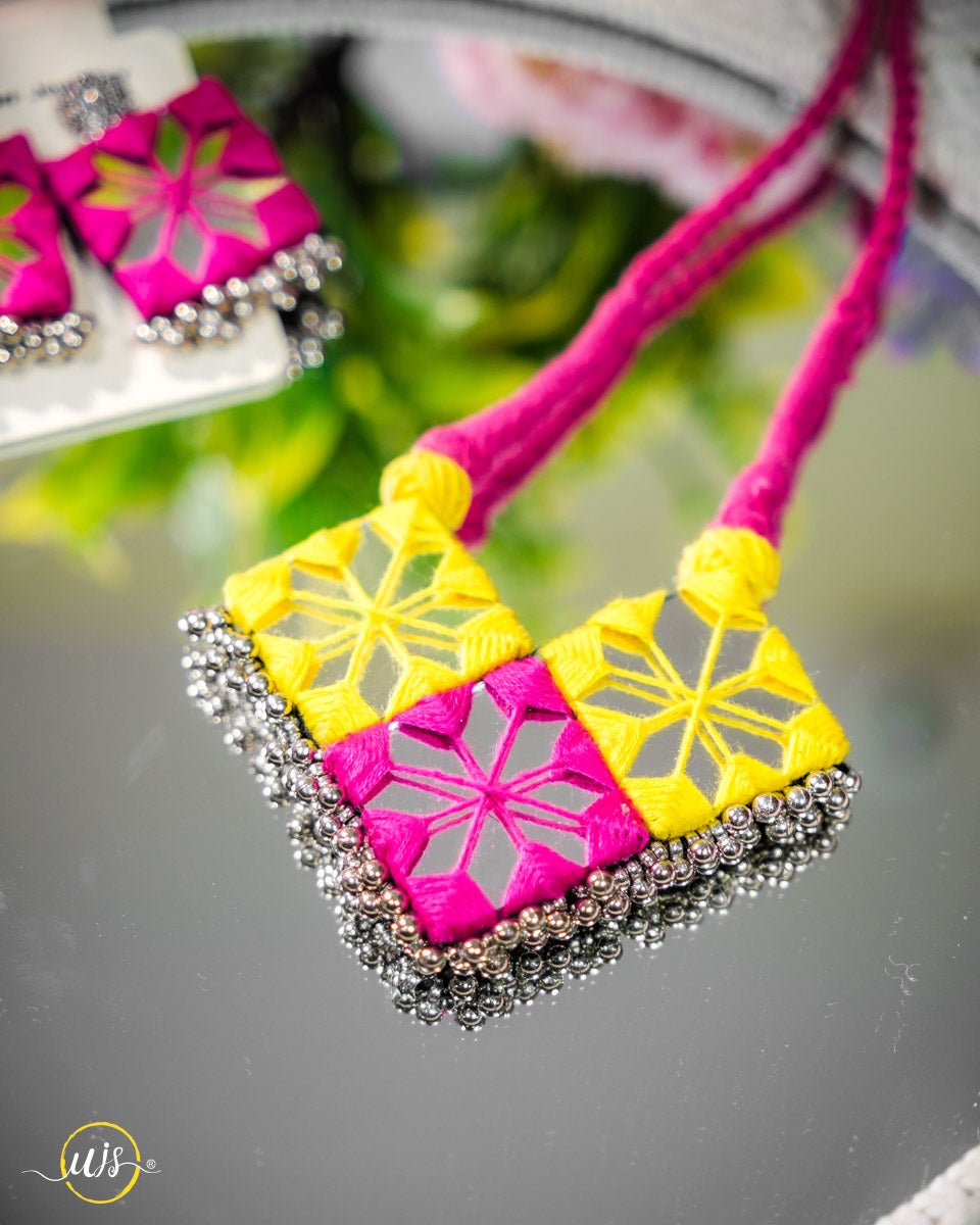 Handmade Fabric Mirror Necklace Set | Ethnic Jewellery for Women - shop_name