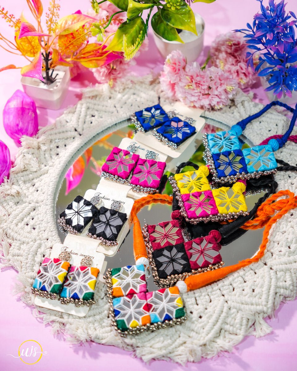 Handmade Fabric Mirror Necklace Set | Ethnic Jewellery for Women - shop_name