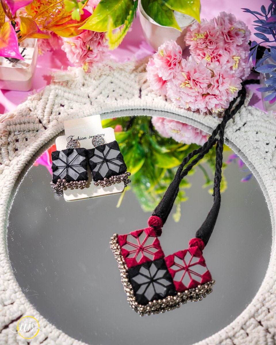 Handmade Fabric Mirror Necklace Set | Ethnic Jewellery for Women - shop_name