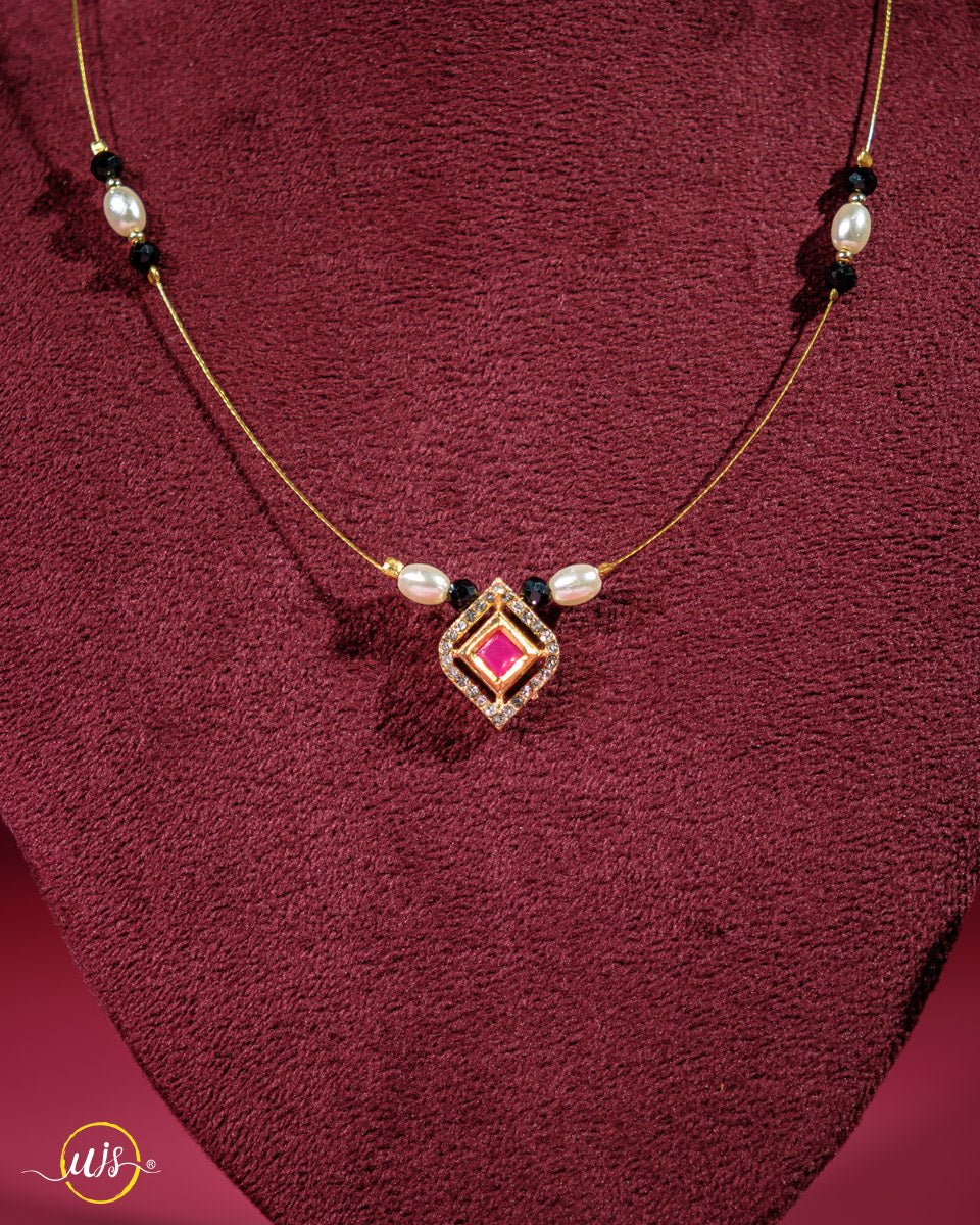 Minimalist Pink Stone Mangalsutra - shop_name