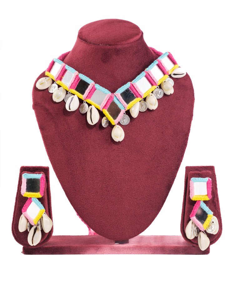 Multicolor Mirror Choker Necklace Set | Ethnic Jewellery for Women - shop_name