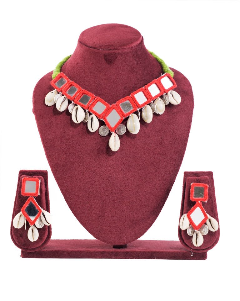 Multicolor Mirror Choker Necklace Set | Ethnic Jewellery for Women - shop_name