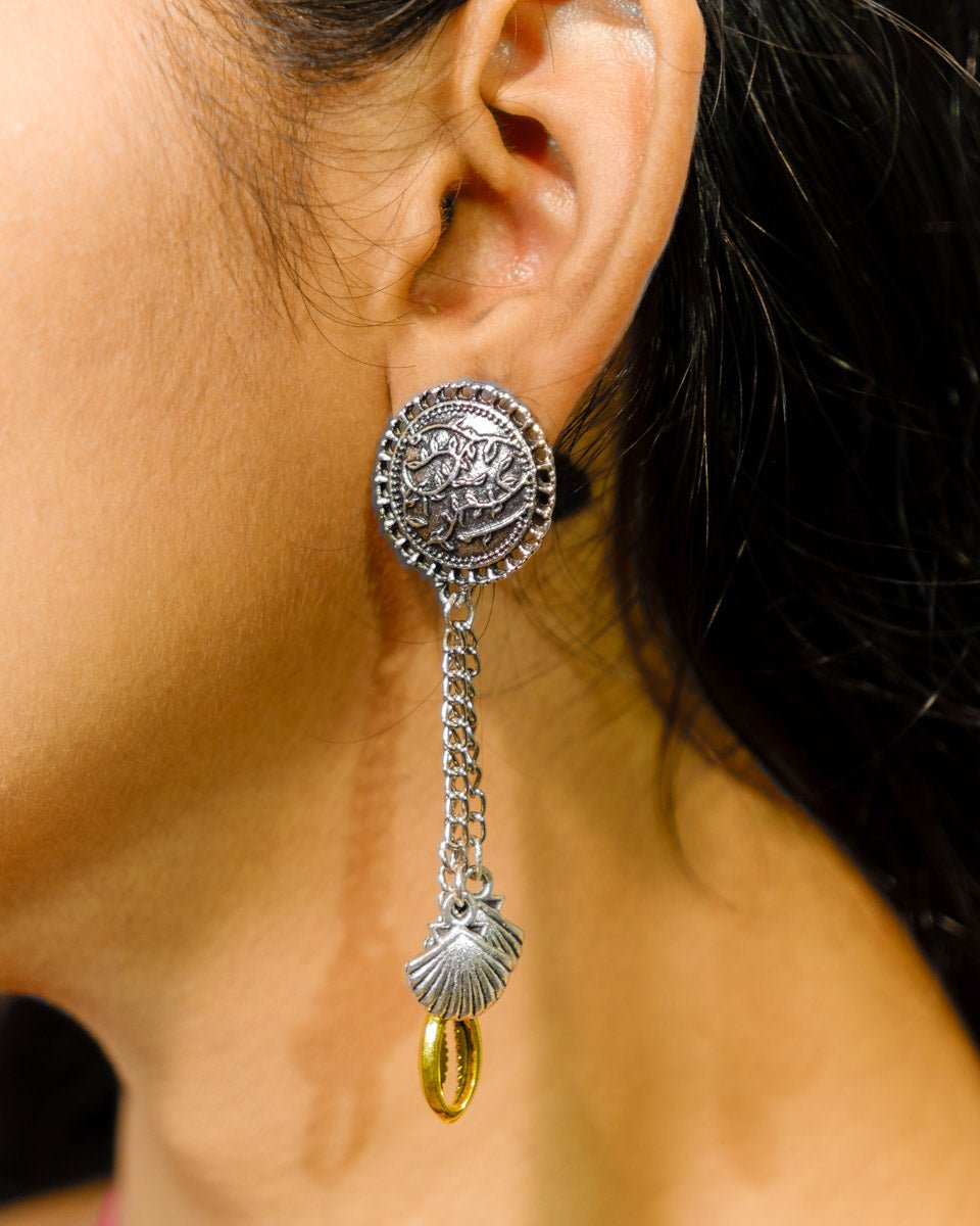 Oxidised Silver Necklace Set with Earrings - shop_name