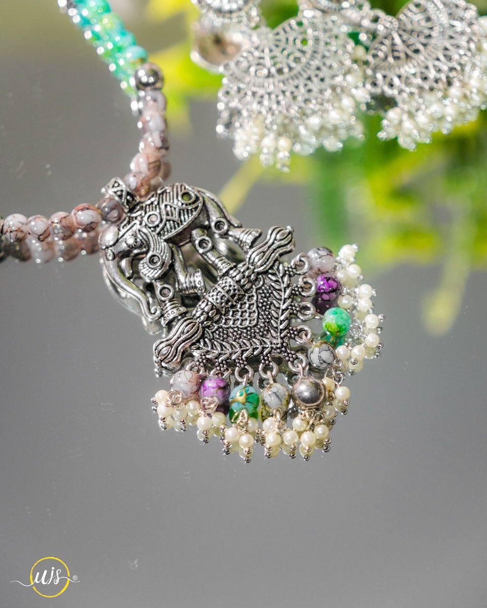 Oxidized Beaded Necklace Set - shop_name