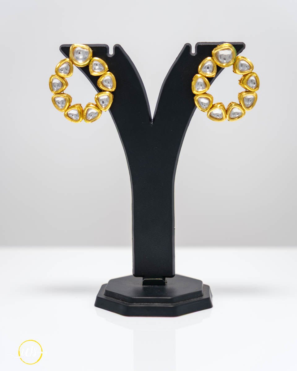 Polki Kundan Stone Studded Hoop Earrings - shop_name