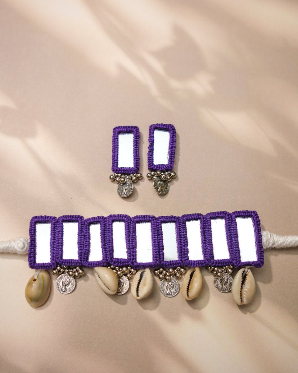Purple Cowrie Choker Choker Set - shop_name