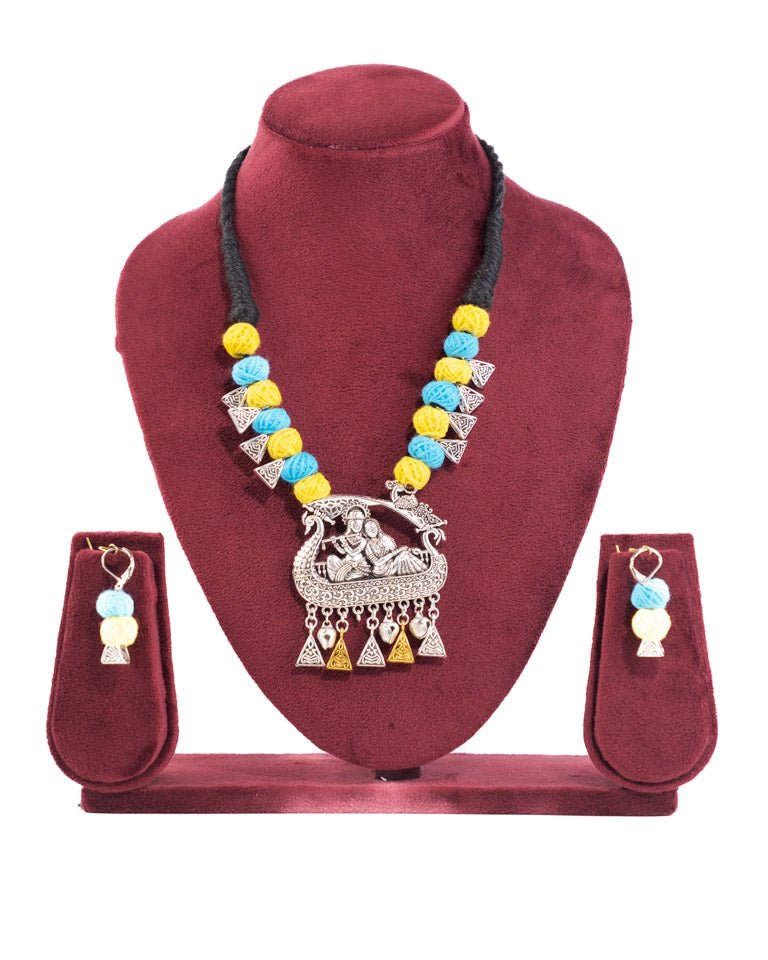 Threaded Oxidized Necklace Set - shop_name