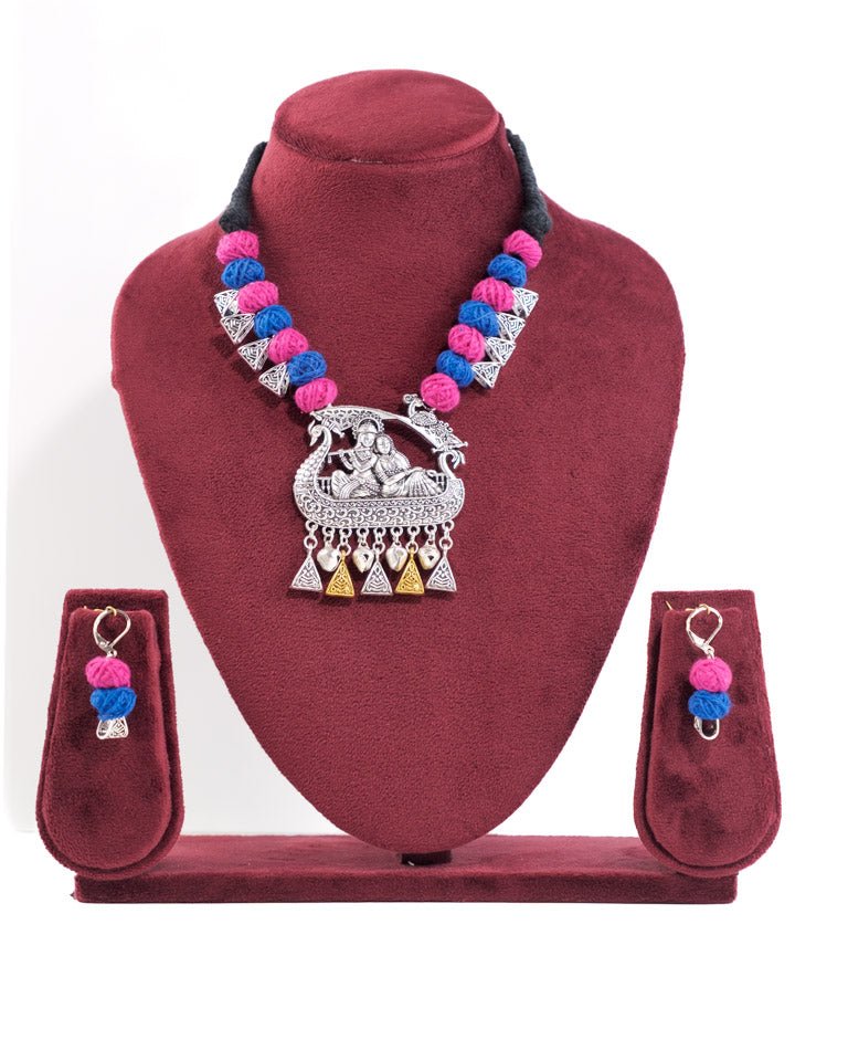 Threaded Oxidized Necklace Set - shop_name