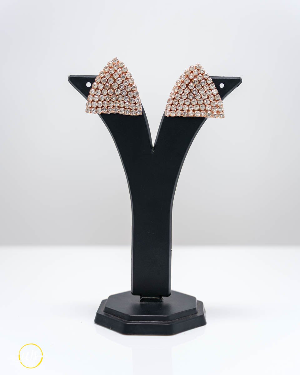 Triangle Crystal Stud Earrings Rose Gold - shop_name