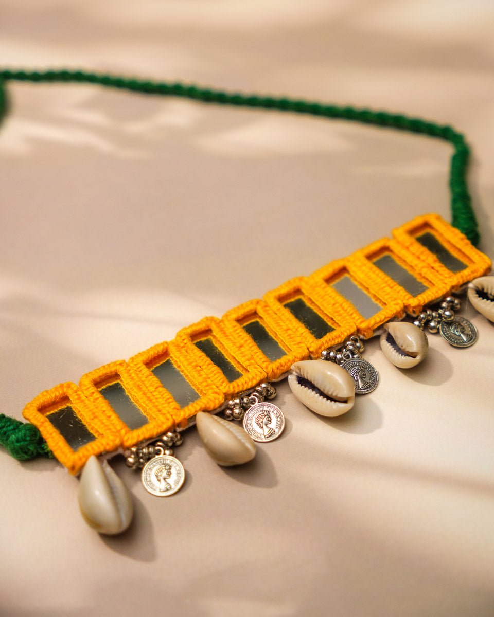 Yellow Cowrie Choker Choker Set - shop_name