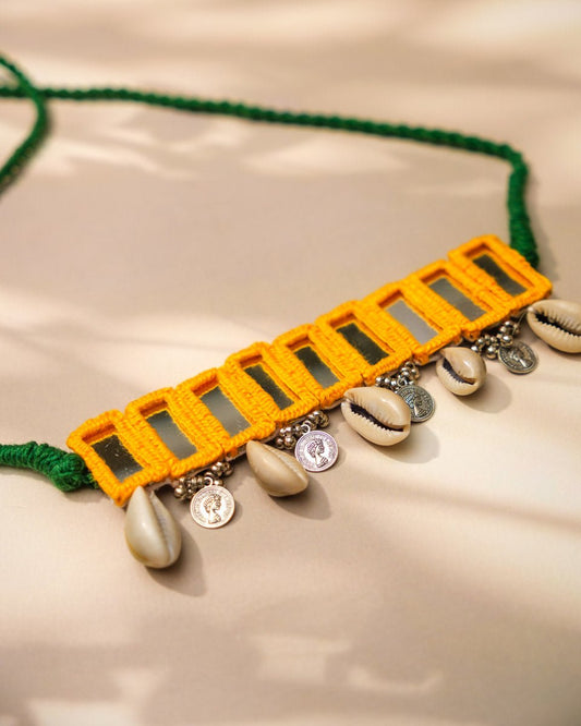 Yellow Cowrie Choker Choker Set - shop_name