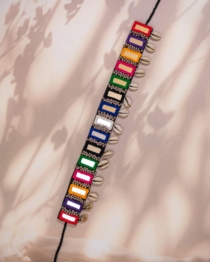 Colorful Mirror Work Kamar Patta with Cowrie Shells - shop_name