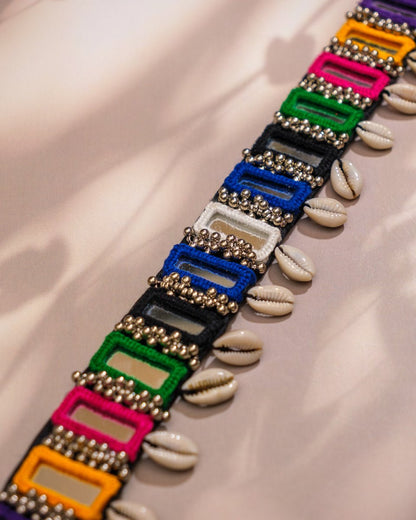 Colorful Mirror Work Kamar Patta with Cowrie Shells - shop_name