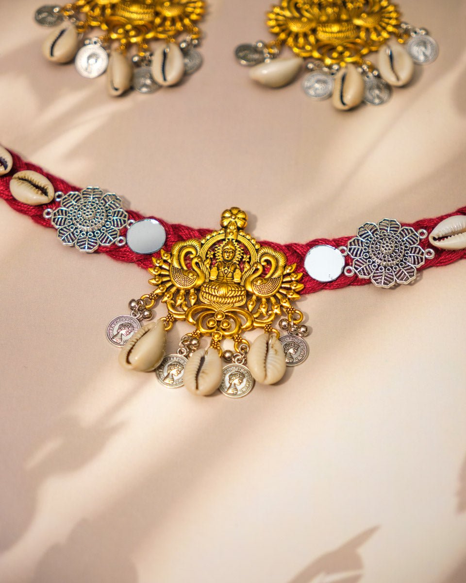 Devi Lakshmi Fabric Cowrie Choker - shop_name