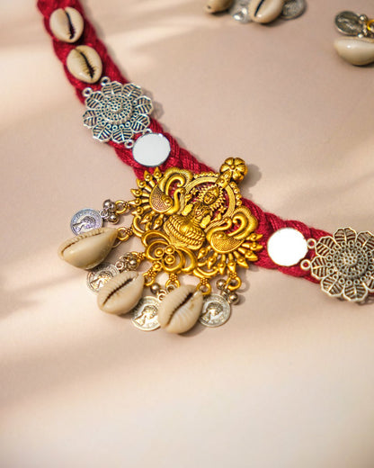 Devi Lakshmi Fabric Cowrie Choker - shop_name