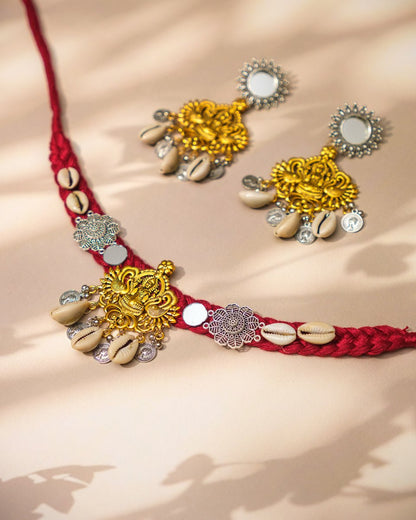 Devi Lakshmi Fabric Cowrie Choker - shop_name