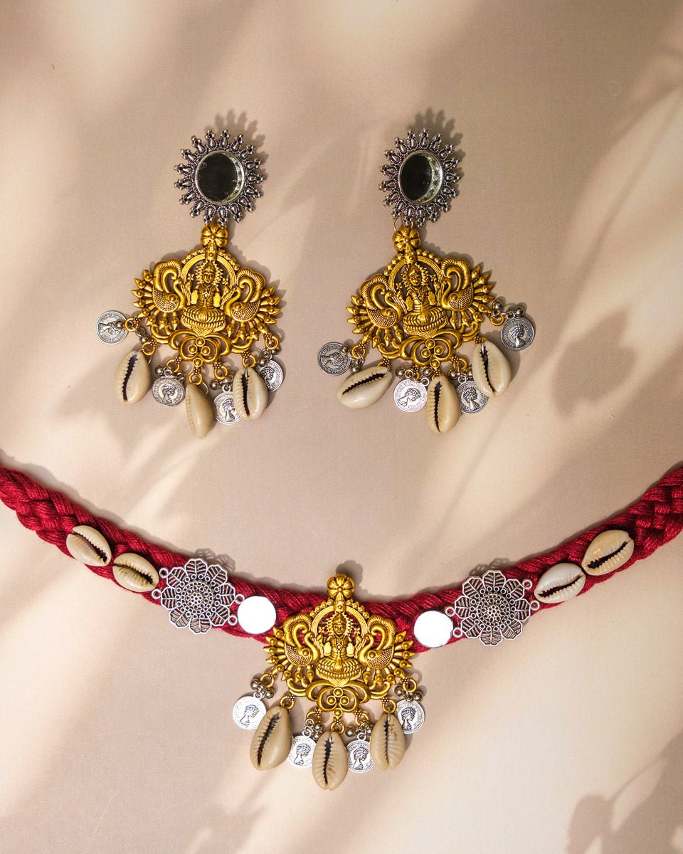 Devi Lakshmi Fabric Cowrie Choker - shop_name