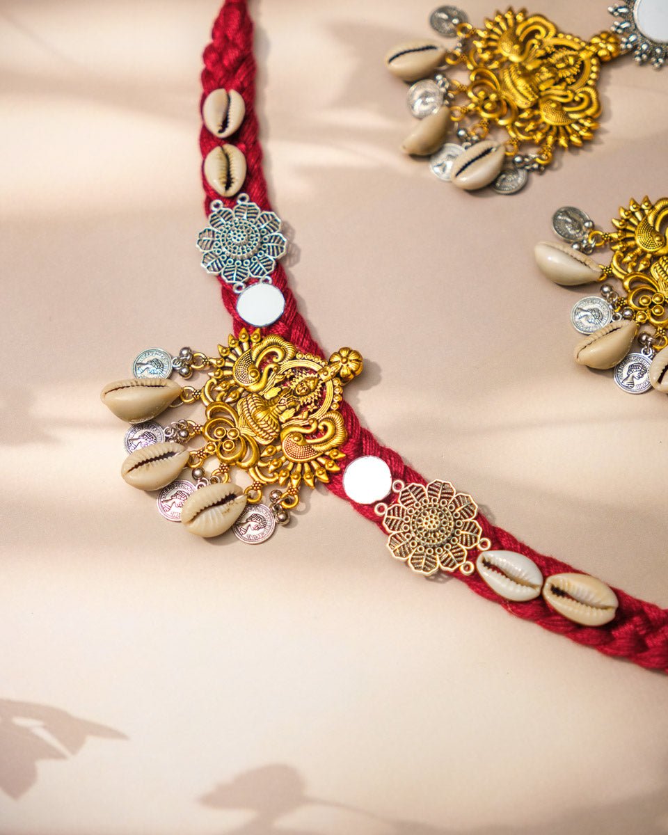 Devi Lakshmi Fabric Cowrie Choker - shop_name