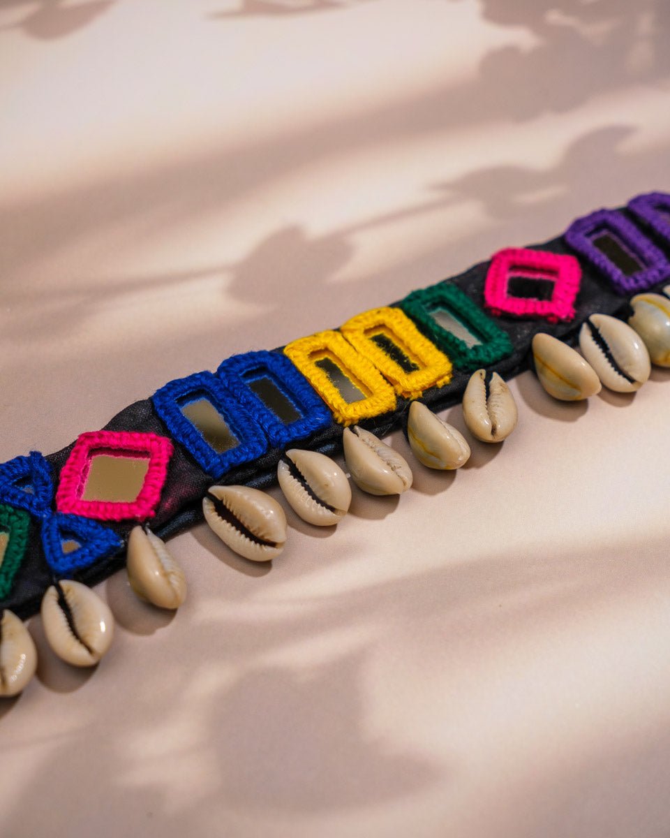 Ethnic Diamond Mirror Cowrie Kamar Patta - shop_name