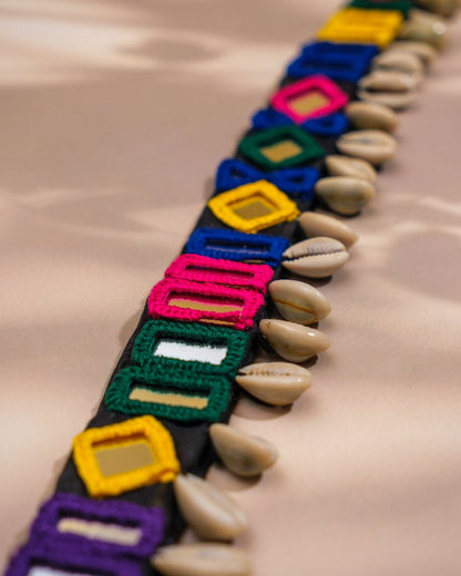 Ethnic Diamond Mirror Cowrie Kamar Patta - shop_name