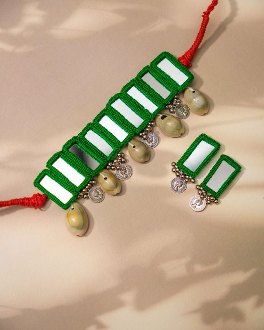 Green Cowrie Choker Choker Set - shop_name