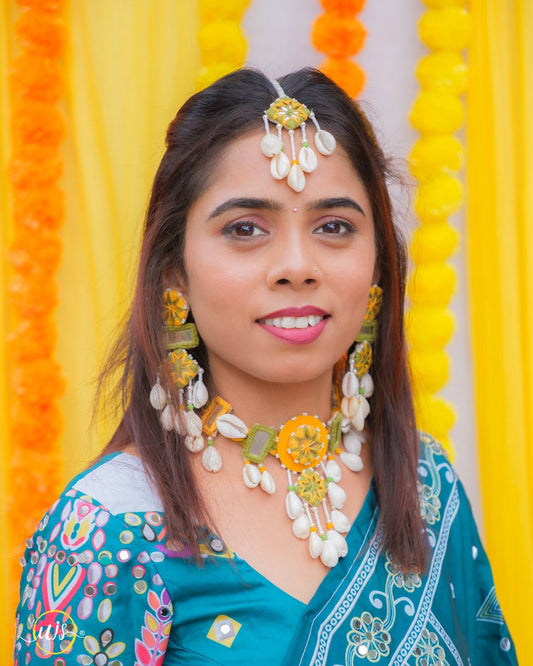 Haldi Yellow Fabric Shell Set - shop_name