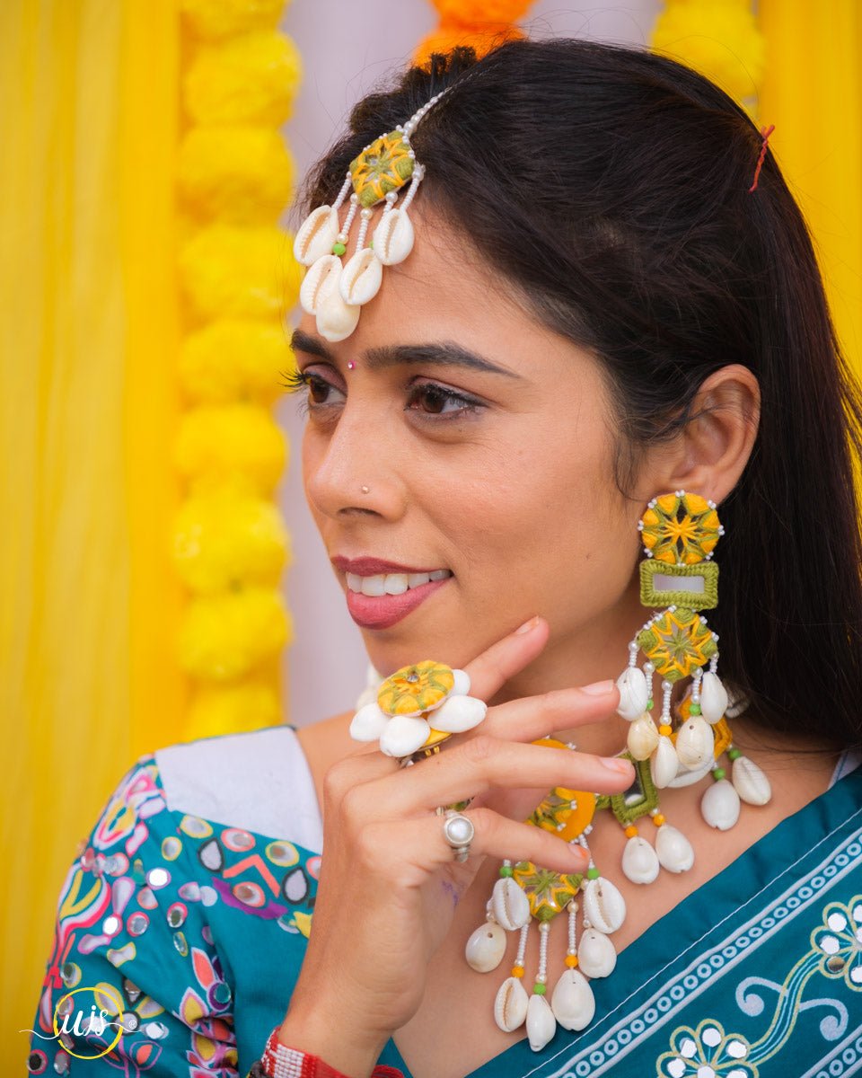 Haldi Yellow Fabric Shell Set - shop_name