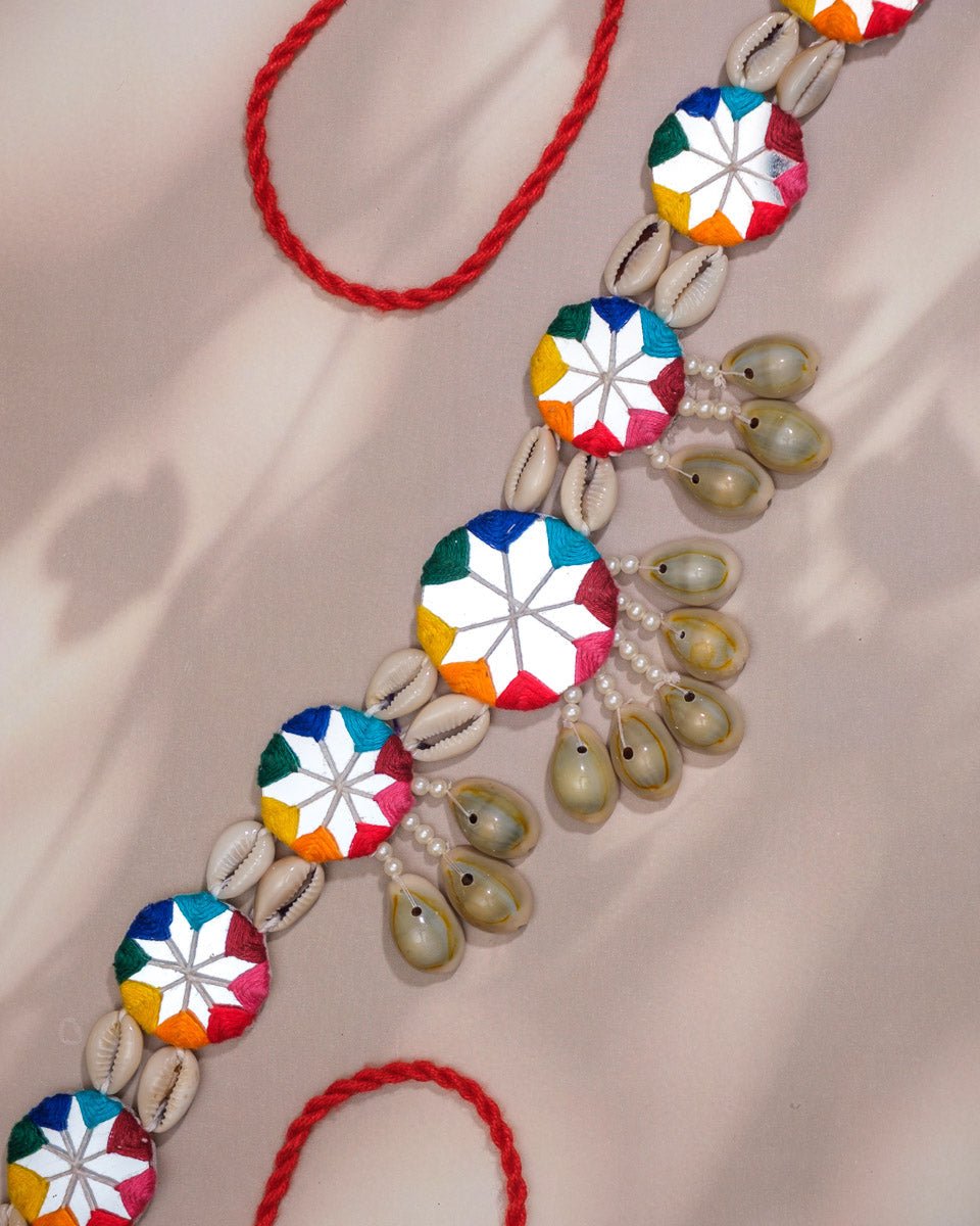 Handcrafted Round Mirror Cowrie Kamar Patta - shop_name