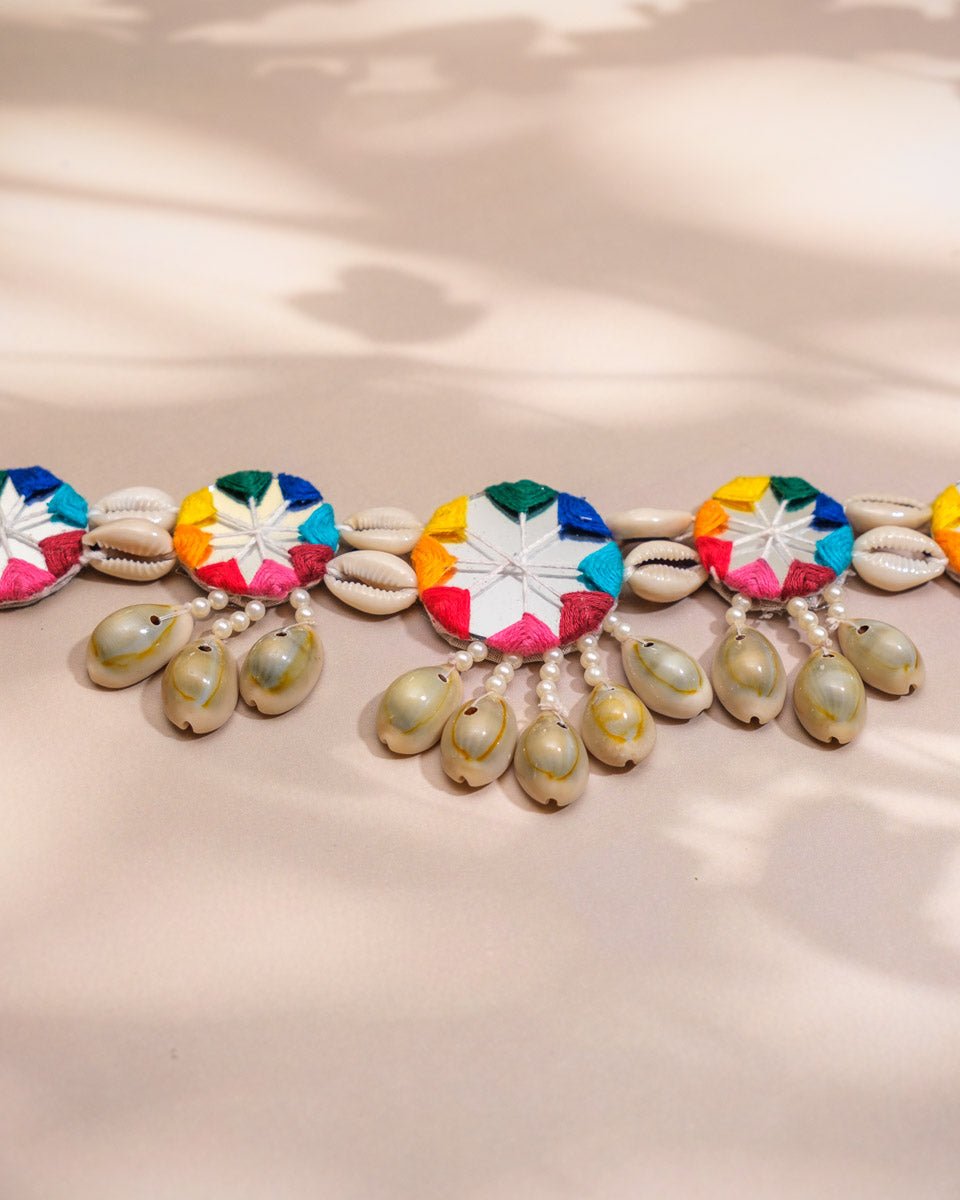 Handcrafted Round Mirror Cowrie Kamar Patta - shop_name