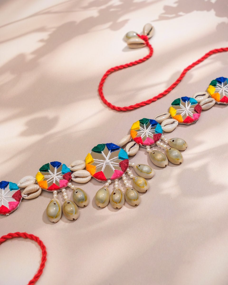 Handcrafted Round Mirror Cowrie Kamar Patta - shop_name