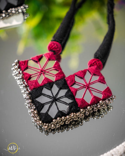 Handmade Fabric Mirror Necklace Set | Ethnic Jewellery for Women - shop_name