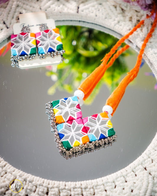 Handmade Fabric Mirror Necklace Set | Ethnic Jewellery for Women - shop_name