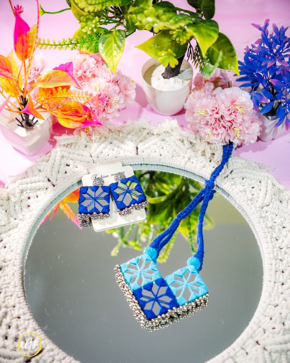 Handmade Fabric Mirror Necklace Set | Ethnic Jewellery for Women - shop_name