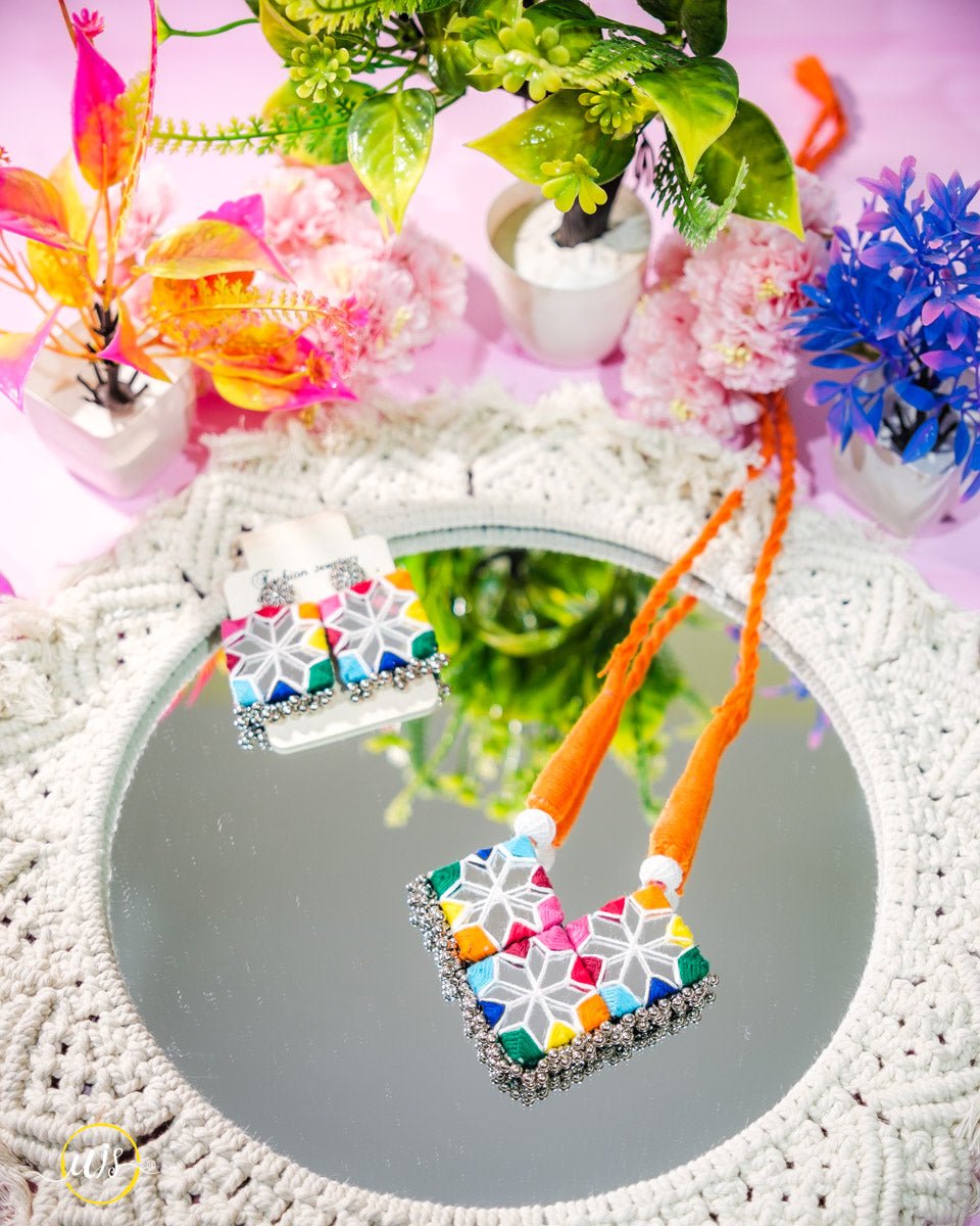 Handmade Fabric Mirror Necklace Set | Ethnic Jewellery for Women - shop_name