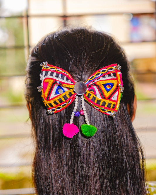 Kutch Embroidered Bow Hair Clip - shop_name 