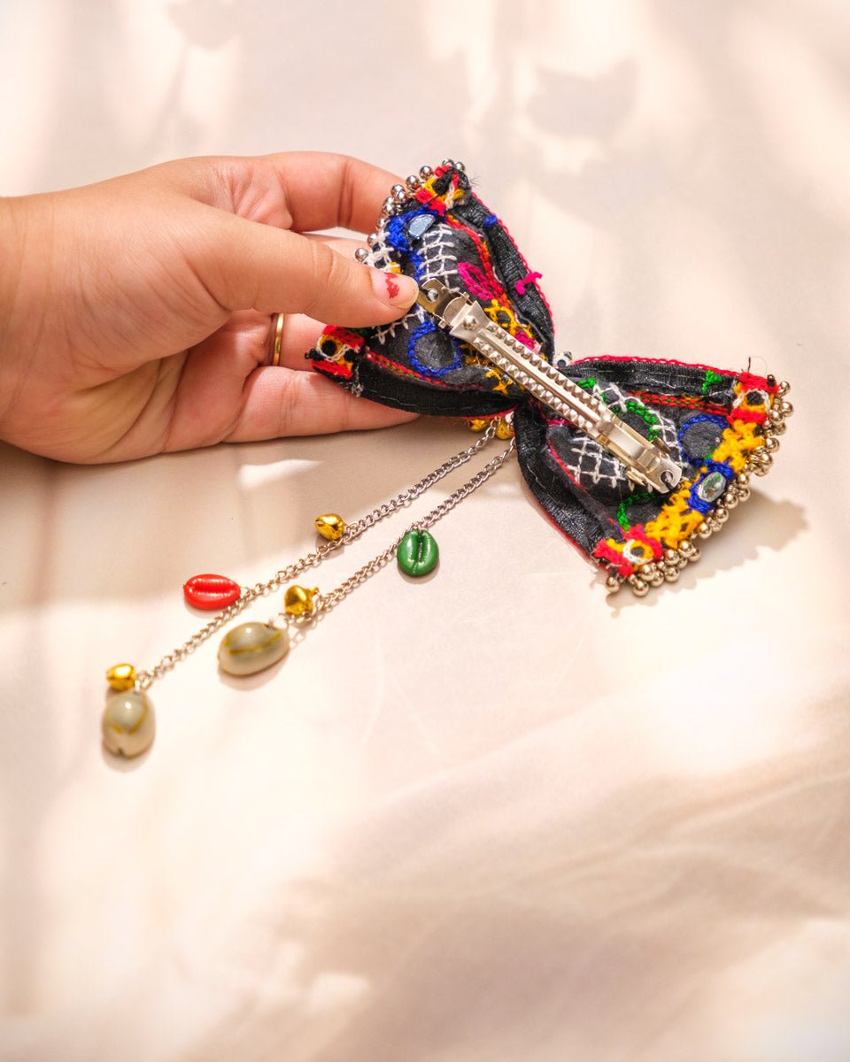 Kutchi Embroidered Bow Hair Clip - shop_name