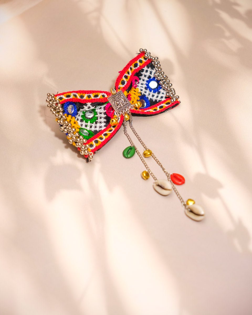 Kutchi Embroidered Bow Hair Clip - shop_name