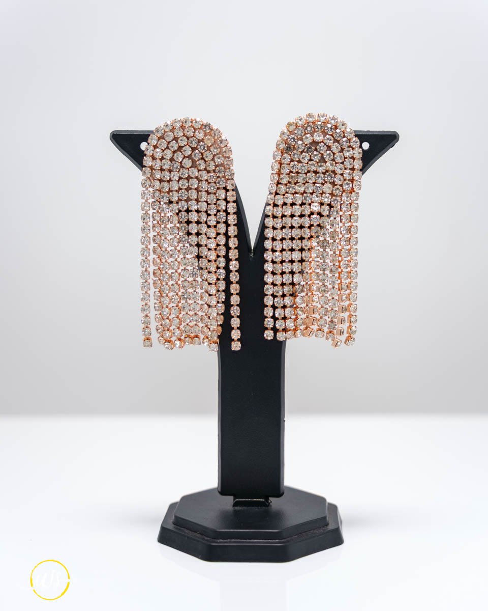 Long Rose Gold Fringe Drop Earrings - shop_name 