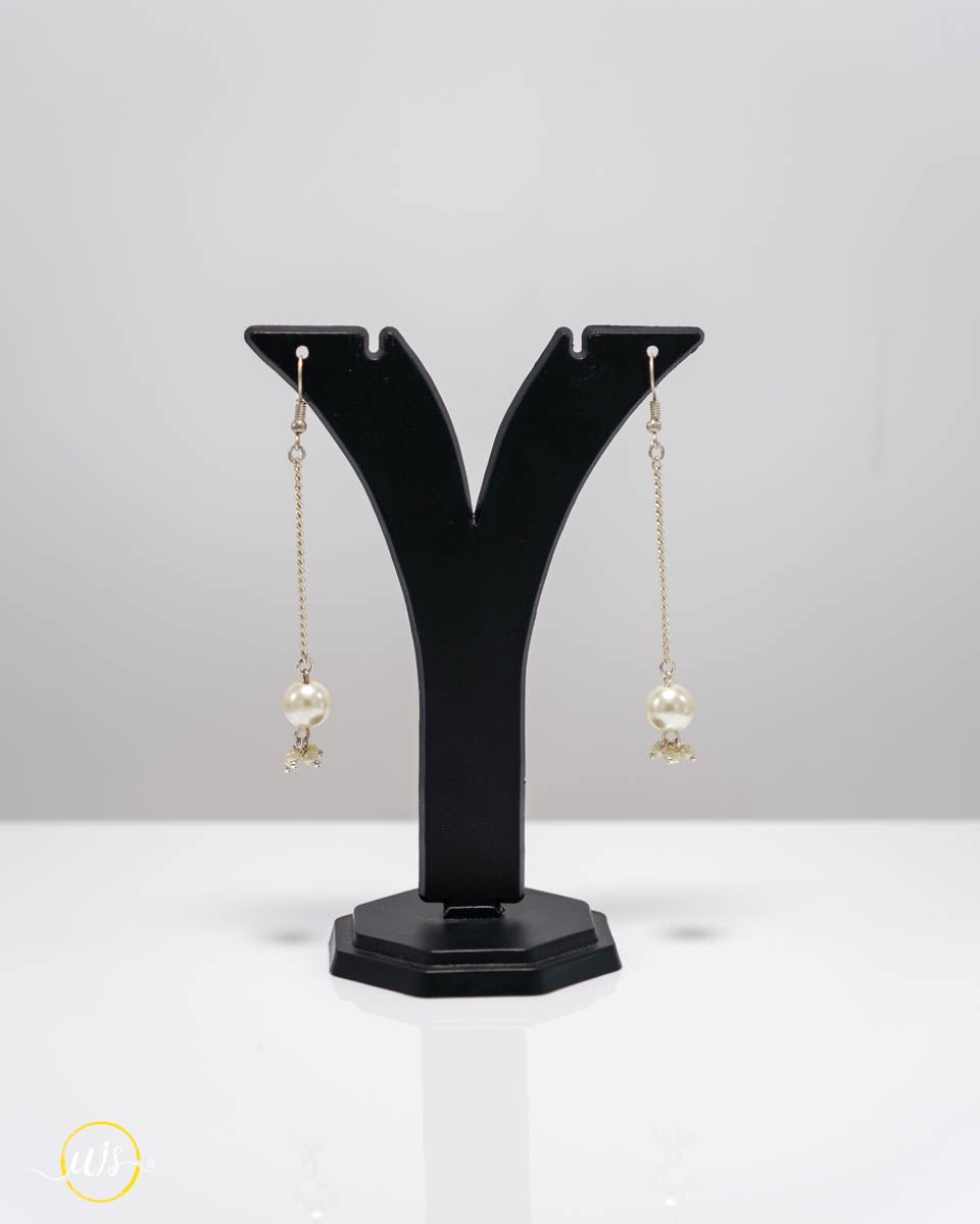 Minimalist Long Chain Pearl Drop Earrings - shop_name 