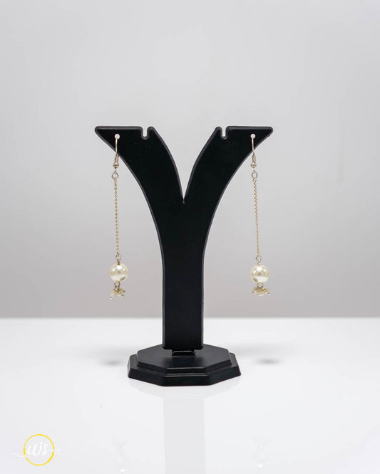 Minimalist Long Chain Pearl Drop Earrings - shop_name 