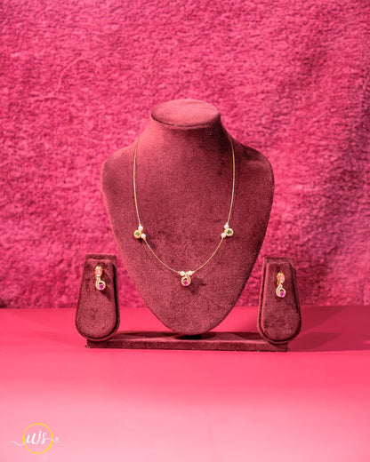 Minimalist Pink Green Stone Gold Chain Necklace - shop_name 