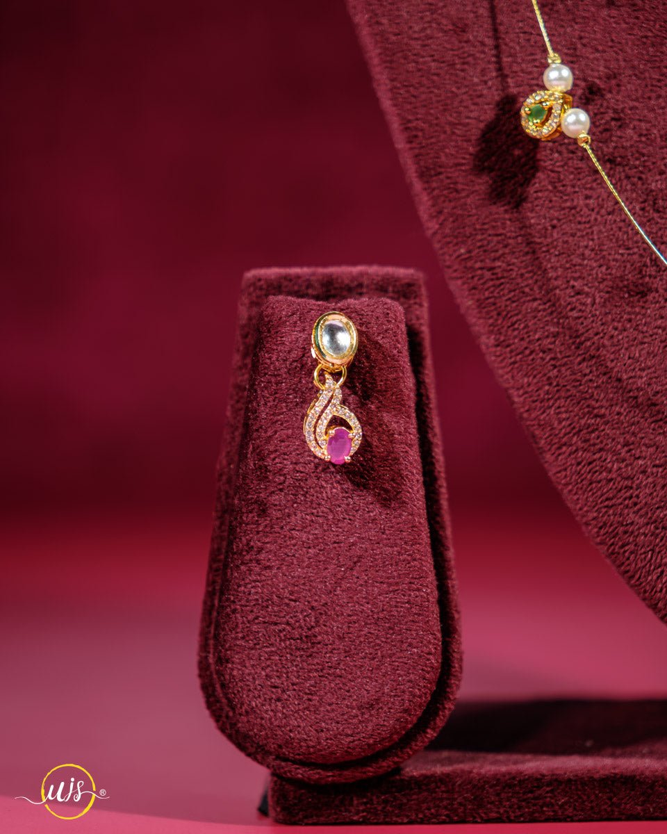 Minimalist Pink Green Stone Gold Chain Necklace - shop_name 